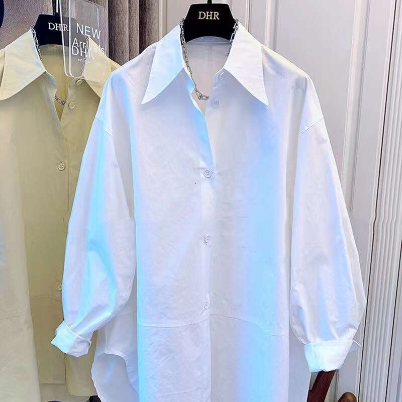 2025 Spring New Korean Fashion Casual Coat with Trendy Versatile Style, Simple and Sharp Collar Shirt, Loose Top for Women