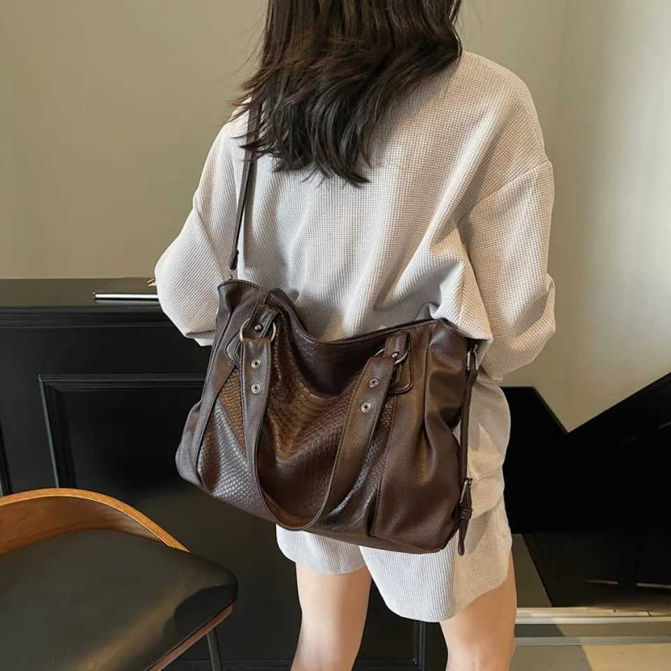 Alligator Large Capaci Black Shoder Bags For Wen Large Shopper Bag Soft Pu Leather Crossbody Handbag Lady Travel Tote Bag Z250318
