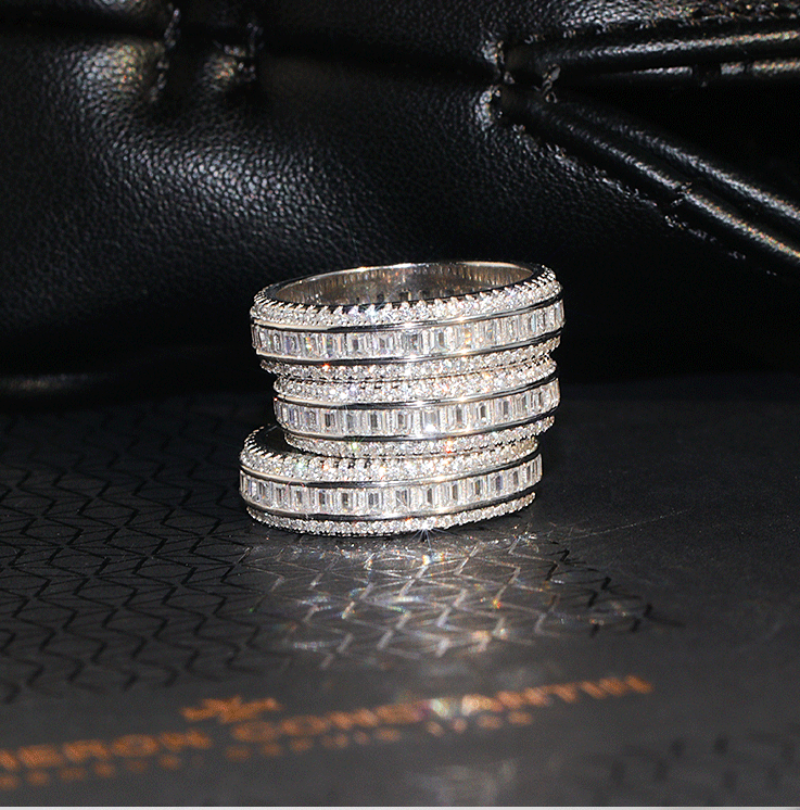 US Size 6-10 High Quality Sparkling Weddig Rings Elegant Luxury Jewelry 925 Sterling Silver Full Princess Cut White Lab Moissanite Diamond Party Etern