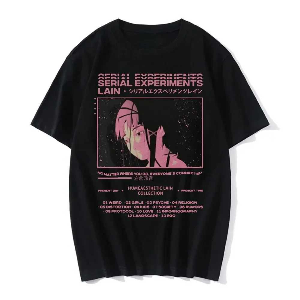 Anime series experiment Lain T-shirt womens graphic T-shirt Iwakura manga girl science fiction short sleeved T-shirt womens top Y2k topXJ250318