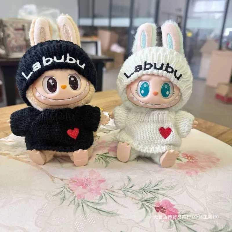 Kaii High Value 17cm Labubu Doll Set Second Generation Blind Box Sitting Party Series Love Sweater Bear Label Hat Set Y250318