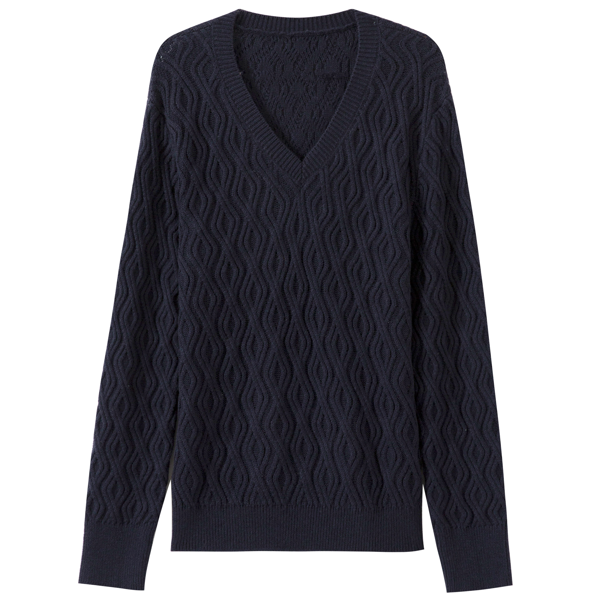 V-Neck Women's Knitted Sweater Featuring a Floral Twist - Soft Wool Material