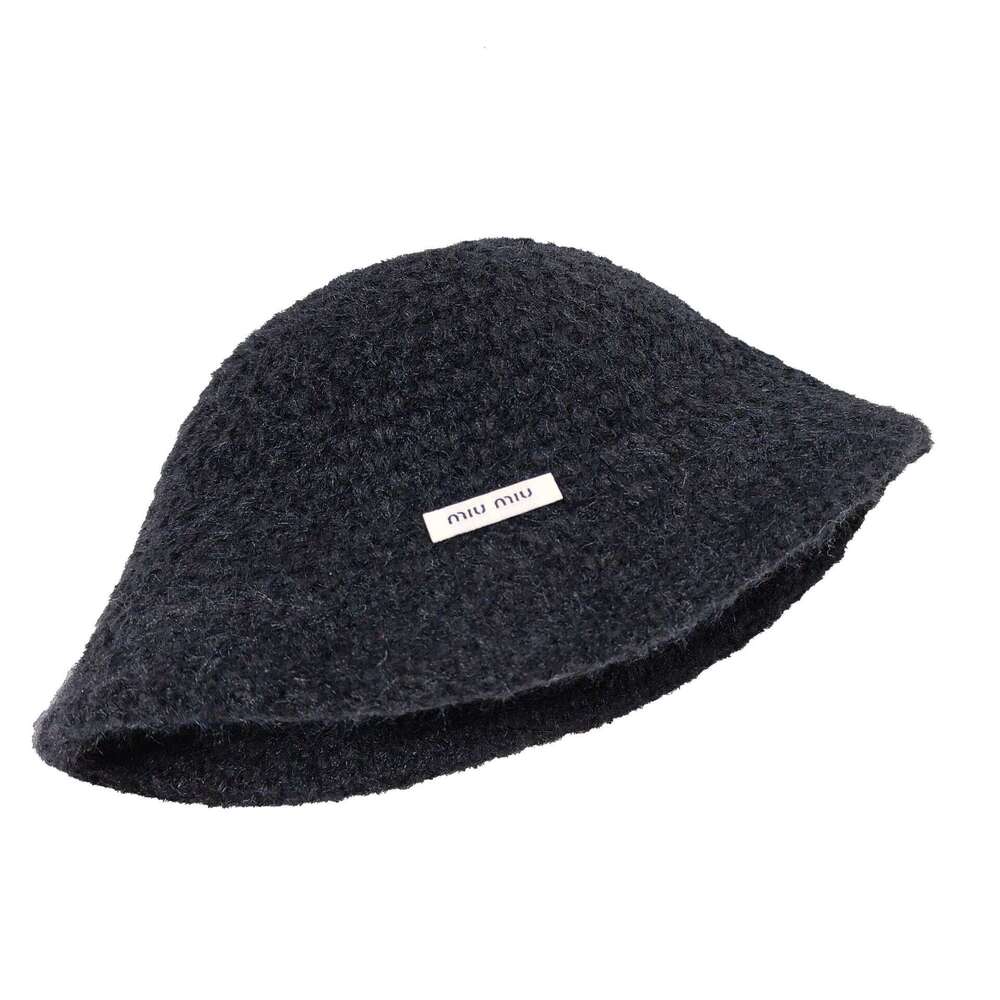 Knitted bucket women's face cover basin woolen hat, plush big head circumference, fisherman's hat