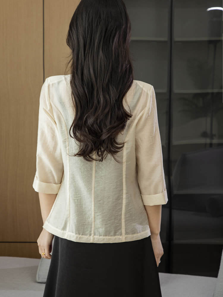F315Chic Tencel Material Women's Suit Jacket Sleek Summer Outfit Essential