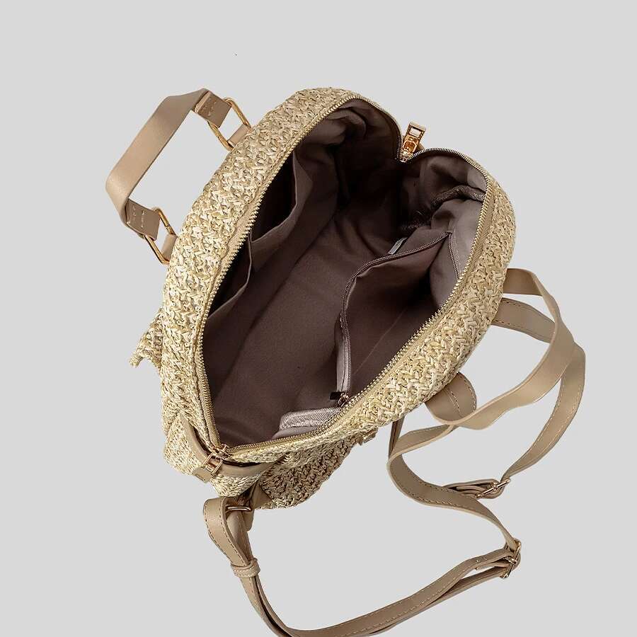 Casual PP Straw Backpacks For Women Weave Lady Handbags Summer Beach Bag Multi-Function Holiday Tavel Backpack 2025