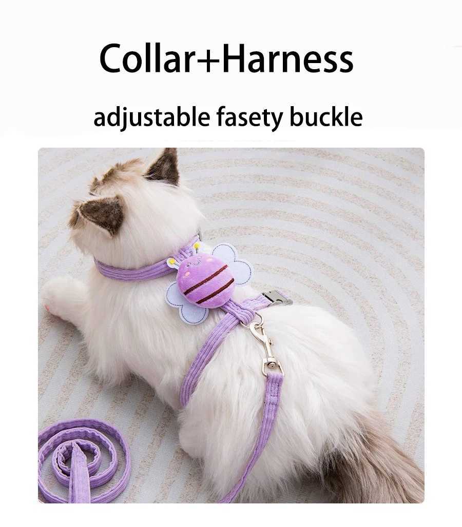 Cat Strap Cute Bee Style Pet Strap and Belt Set Adjustable Strap Suitable for Cats Puppies Khazars and Chihuahua Cat AccessoriesT250318