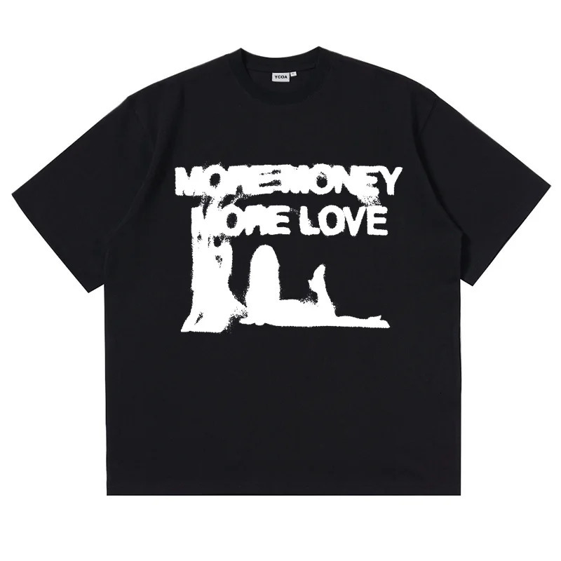 Men Tshirt Oversized Cotton Letter Y2k Streetwear Hip Hop Korean Harajuku Vintage Graphic Short Sleeve Tops Aesthetic Clothing 250318