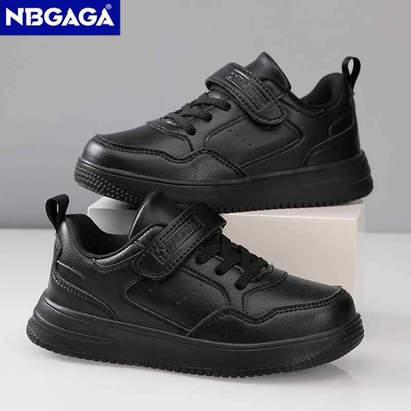 Childrens sports shoes boys casual shoes black leather flat shoes student walking shoes non slip girls shoes lightweight sports tennis shoes W250318