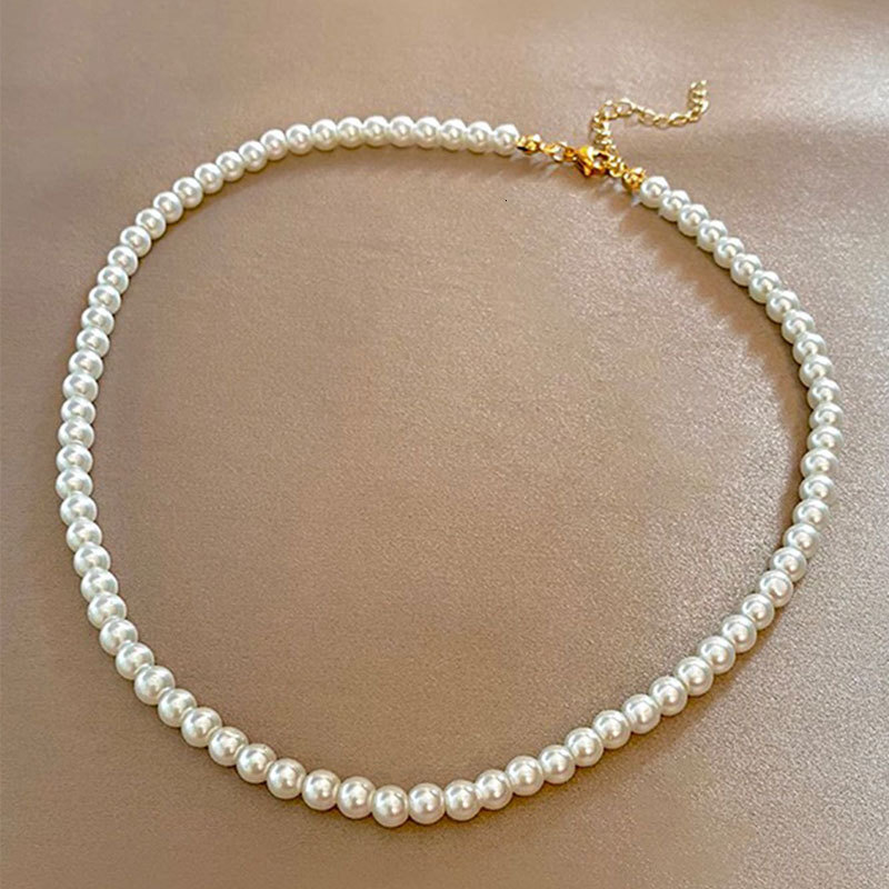 5mm Imitation Pearl Necklace For Women Europe And America Simple Beaded Choker Collarbone Chain Jewelry