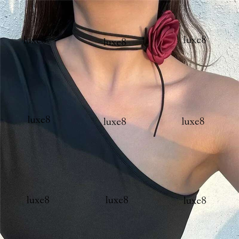 Rose wer Clavicle Chain Necklace for Women 4 Colors Gothic Ladies Korean Fashion Adjustable Sexy Rope Choker Y2K Accessories