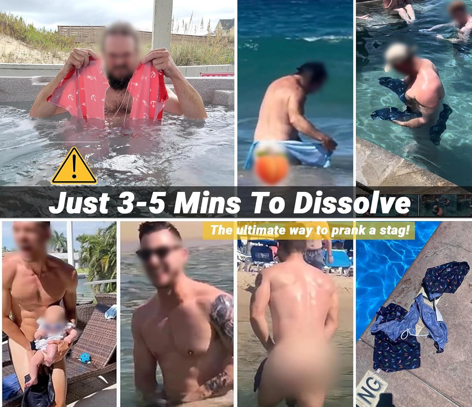 Men's Dissolving Swim Trunks Prank Shorts Funny Gift for Brother Boyfriend Bachelor Beach Party in The Swimming Pool