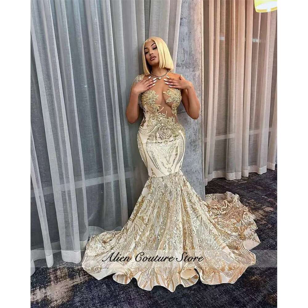 Long Prom Dress For Black Girls Dias Crystals Birthday Gown Tassels Sequins Party Robe Customized Dr0318