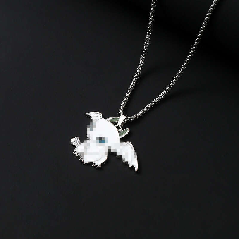 Black and white demon necklace, female Instagram, niche hip-hop men's pendant, versatile long sweater chain necklace