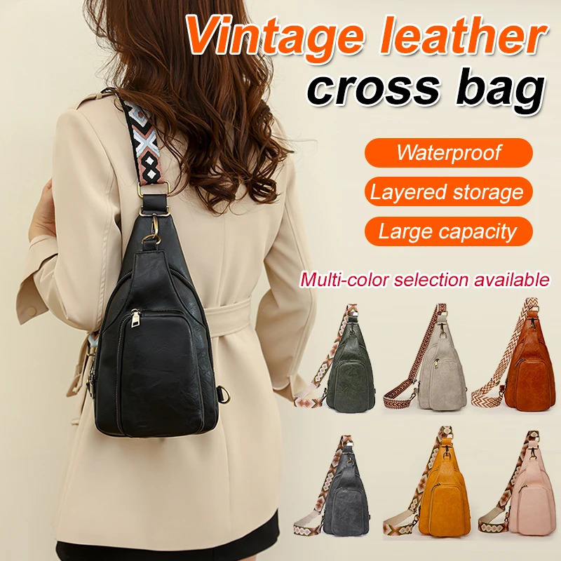 Womens cross body soft leather fashionable work chest bag 250317