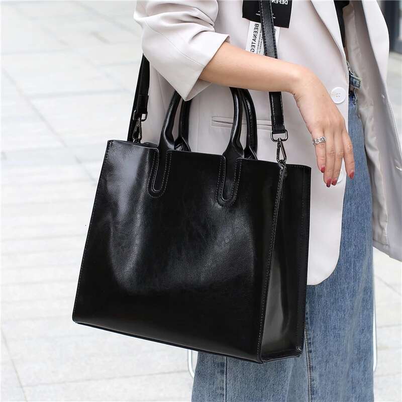 Toptrends Cowhide Genuine Leather Large Tote For Women 2025 Trend Designer A4 Office Shouder Bags Shopper Ladies Handbags