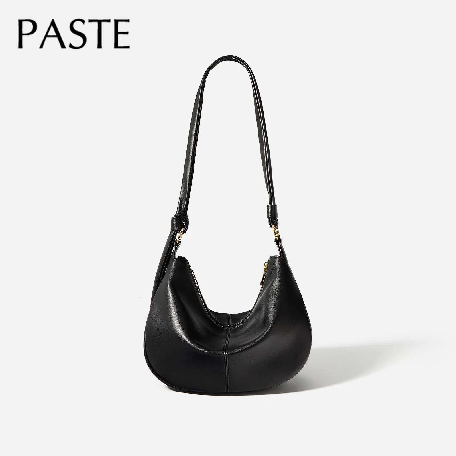 Simple Tie A Knot To Adjust Lenght Of Strap Design Nappa Split Leather Women Shoulder Black High Quality Lady Crossbody Bag