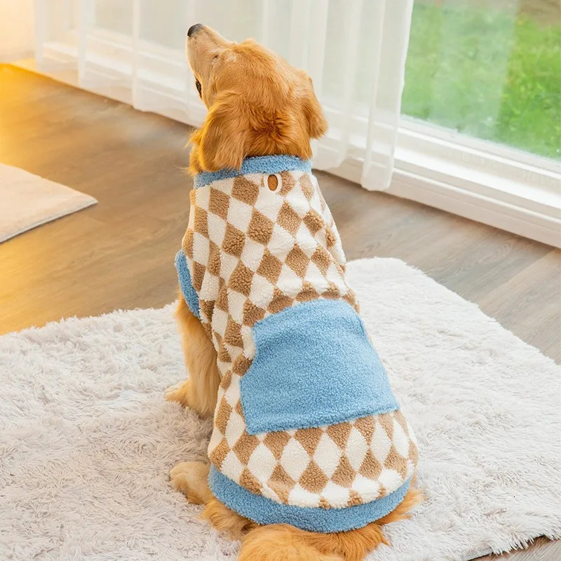Big Dog Wool Hoodie Soft Warm Clothing Pet Vest Golden Retriever Labrador Jacket 250318