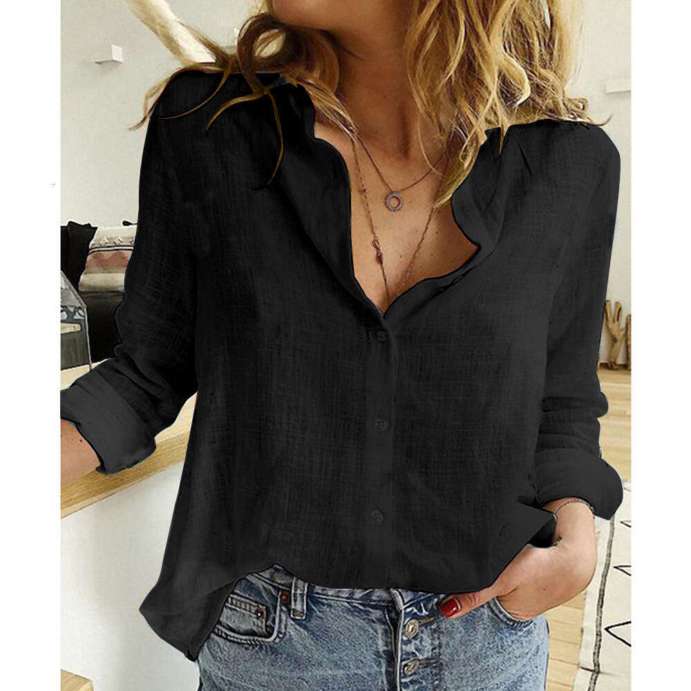 2020 Spring and Autumn Yamason Casual Loose Sleeve Linen Shirt Large Women's Wear