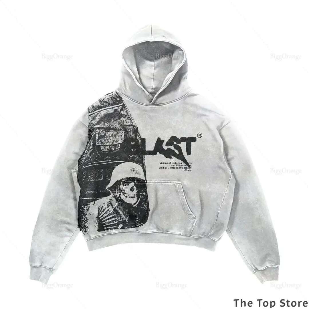 Designer Hoodie Casual Retro 2025 Light Luxury Coats Streetwear Gothic Letter Explosion Print Pattern Skull Fashion Hoodie Haruku Men's Wear