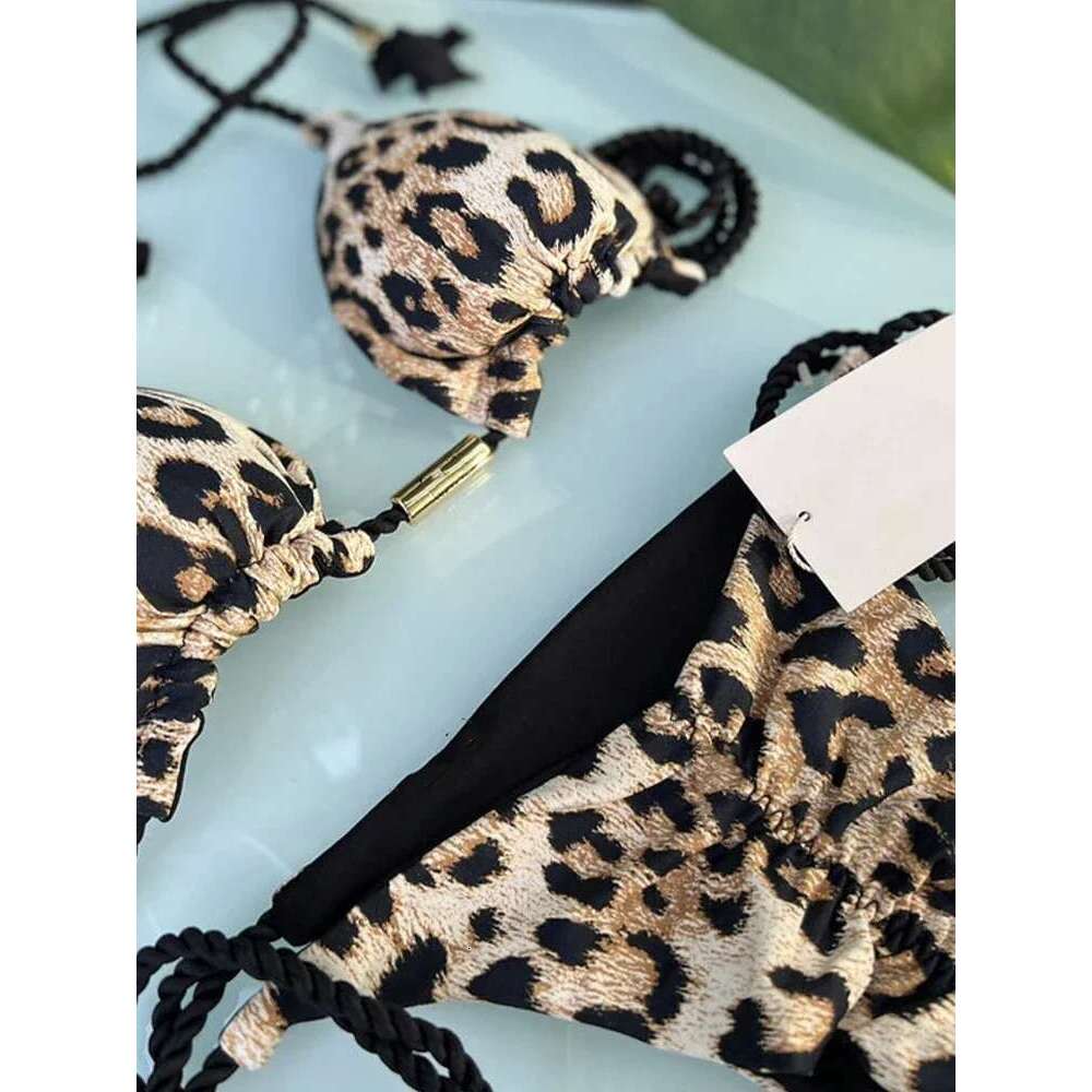 Sexy Swimwear for Women, Triangle, Two-Piece Set, Bandage, Solid Color, String, Beachwear