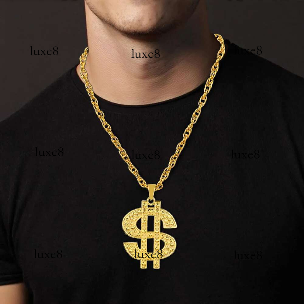 Fashion Golden Plated Hip Hop Rock Stainless Steel US Money Sign Pendant Necklace Mens Women Jewellery Gift