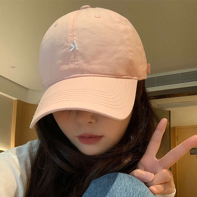 Korean version letter embroidery soft top baseball thin design, small face, big head circumference, sun protection and shading duckbill cap trendy