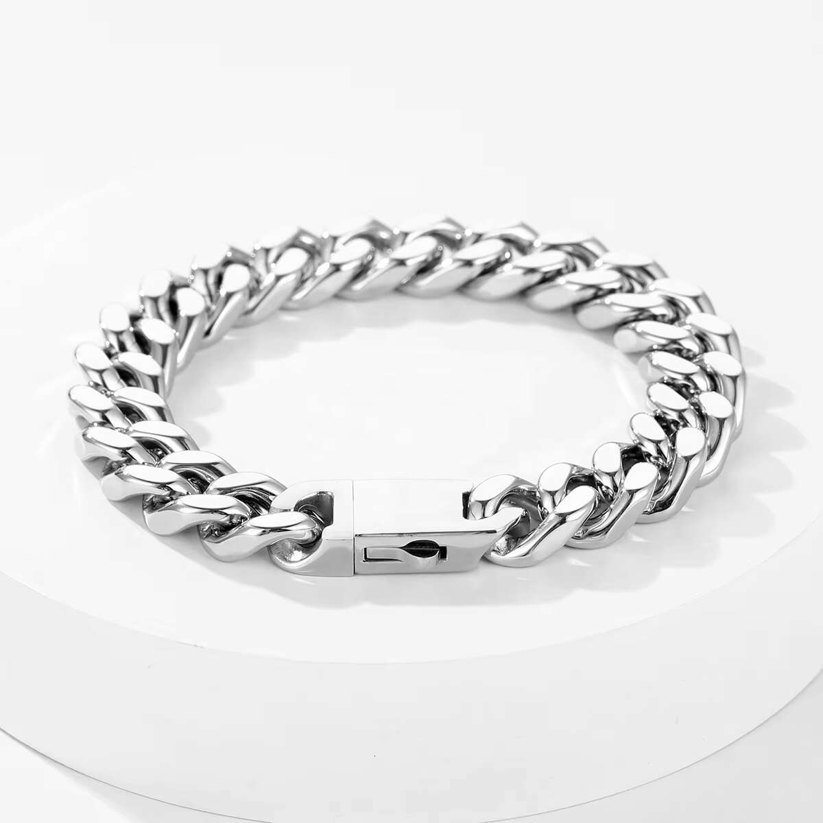 Trendy Hardcore Metal Hip Hop Men's Chunky Bracelet Gold Plated Stainless Steel 13mm Cuban Chain