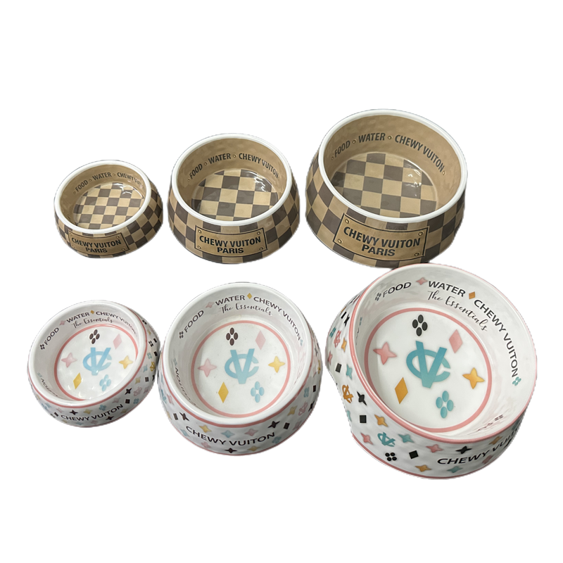 Dog Bowl with PU Mat - Durable Waterproof Pet Feeding Set for Food and Drinking