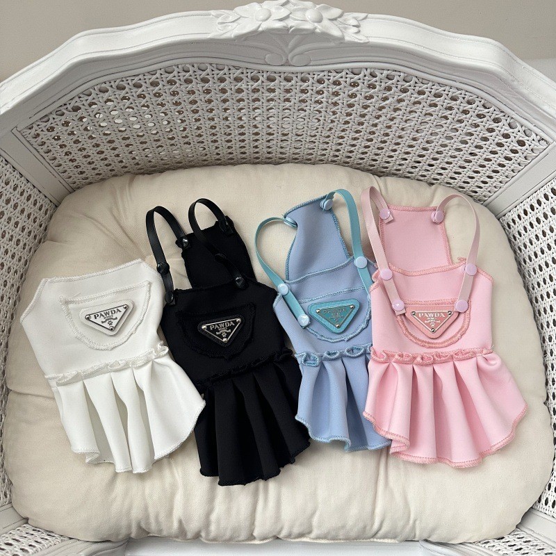PAWDA Dog Dresses,Sweet Puppy Sundress Summer Cool Pleated Skirt for Girl Dogs Soft Breathable Pet Vest Shirts Pets Pullover Cat Costume Chihuahua App