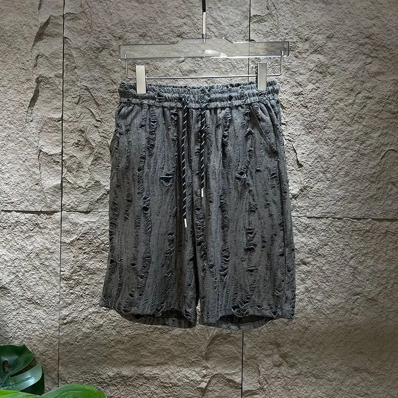 Mens Sleeveless T-Shirt Shorts Set O-Neck Casual Hollow Tank Top Shorts hole Hollow Quick Male Breathable Vest 2 Piece Set 250318