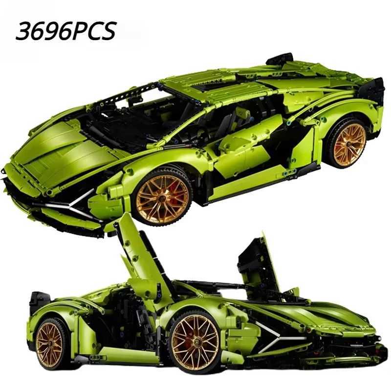 Kalein 3696 green ox sports car models building blocks mechanical group models toys Moc home decorations boys birthday gifts W250318
