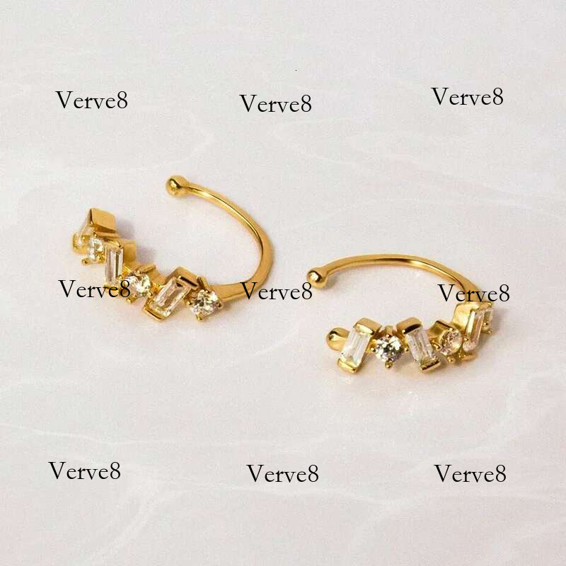 / gold-plated sier ear Clips For Women Dainty Baguette Round Zircon CZ Conch Ear Cuff Earrings Fashion Trend Jewelry