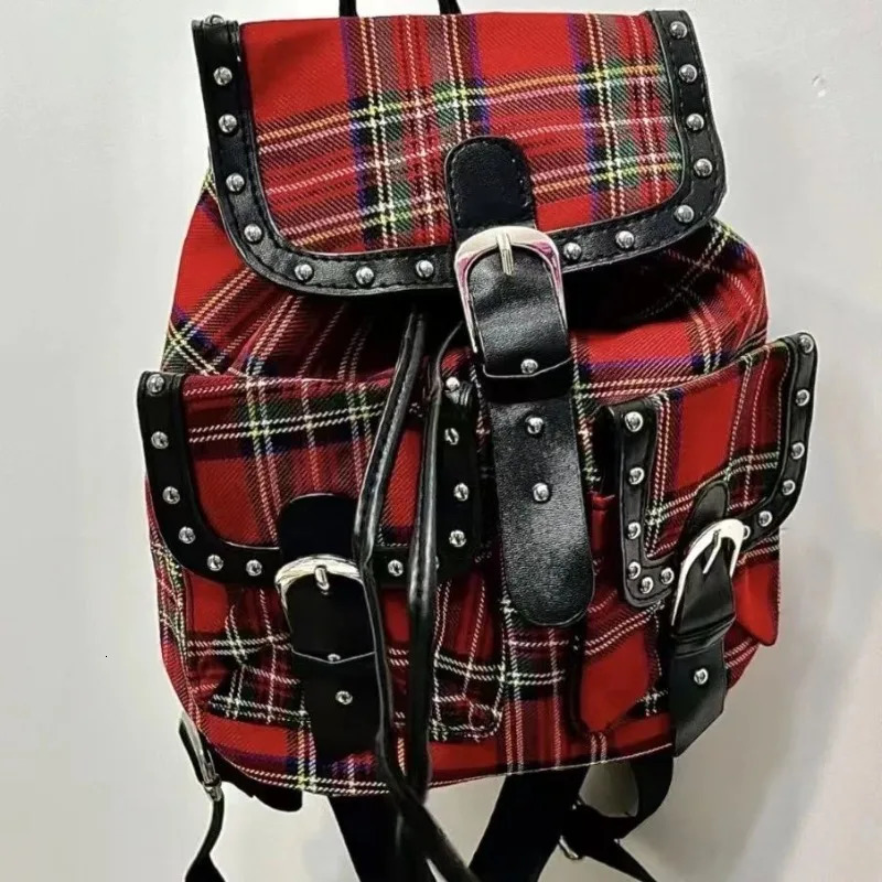Y2k Vintage Plaid Fashion Backpacks Women Harajuku Trend Aesthetic Preppy University Back Pack Girl Large Capacity Bag 250318