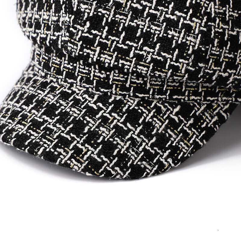 Xiaoxiangfeng black white octagonal artist's adult women's hat, autumn and winter sunshade, sun protection, travel trendy hat