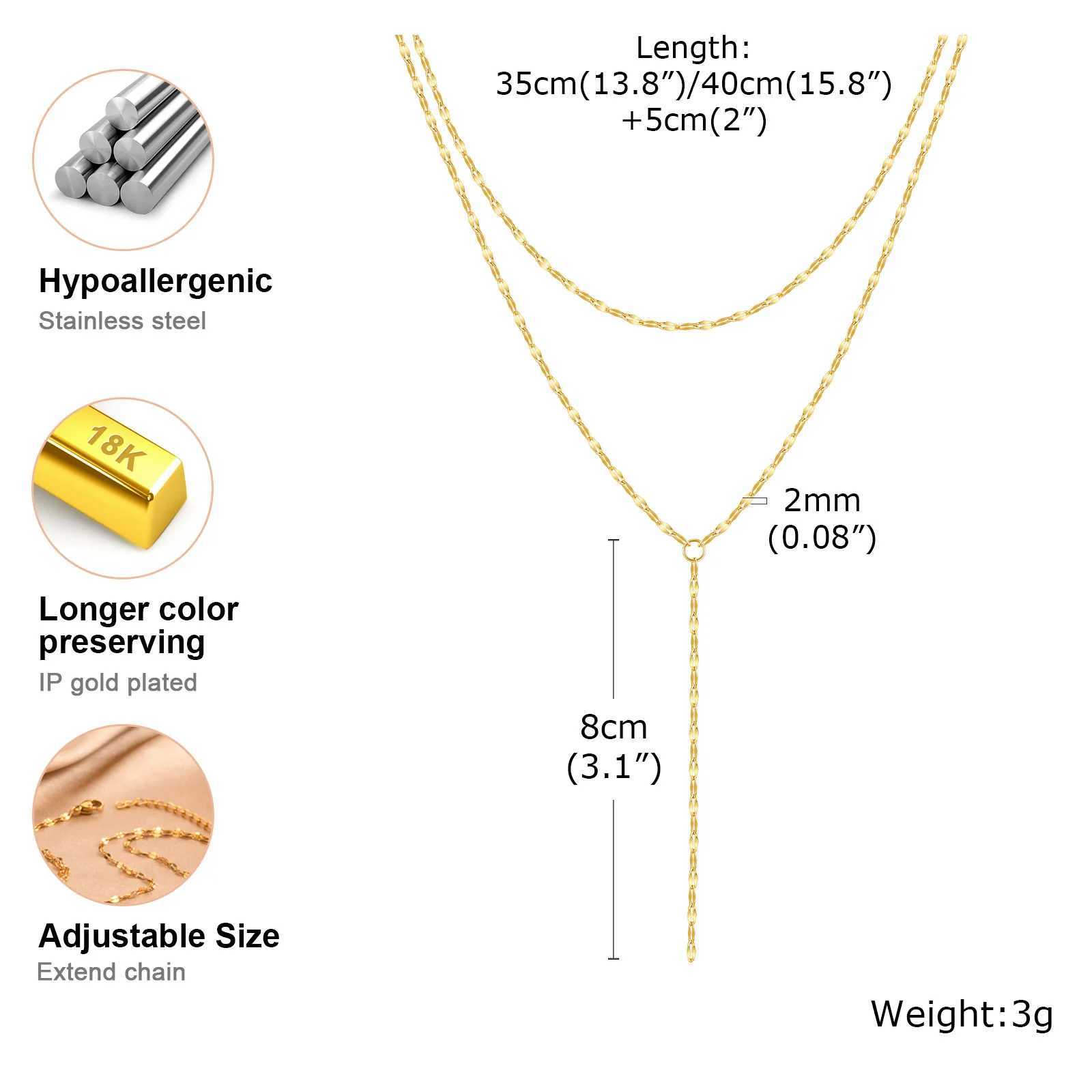 2024 Stainless Steel Lip ChainDouble Layered Fringe NecklaceGold Color Chaoker Fashion Jewelry On Necklace Sets for Women W250318