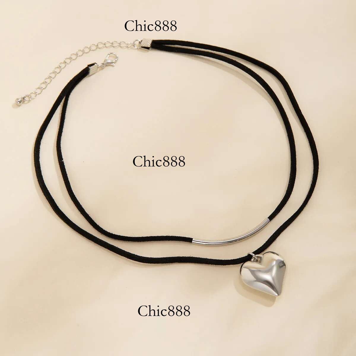 Punk Veet Small Love Heart Pendant Necklace for Women Vintage Black Rope Elegant Adjustable Choker Aesthetic Jewelry