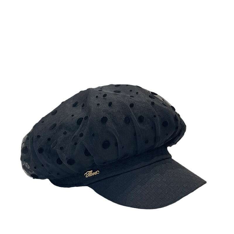 Fashionable black duckbill new spring summer hat, women's age reducing and face enhancing small octagonal hat