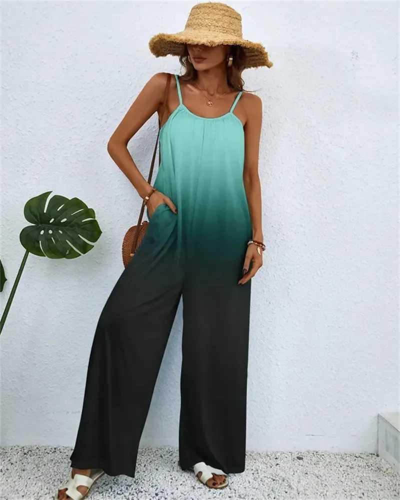 2024 Spring/Summer Womens Digital Printing Gradient Sleeveless Casual Bag jumpsuit X250318