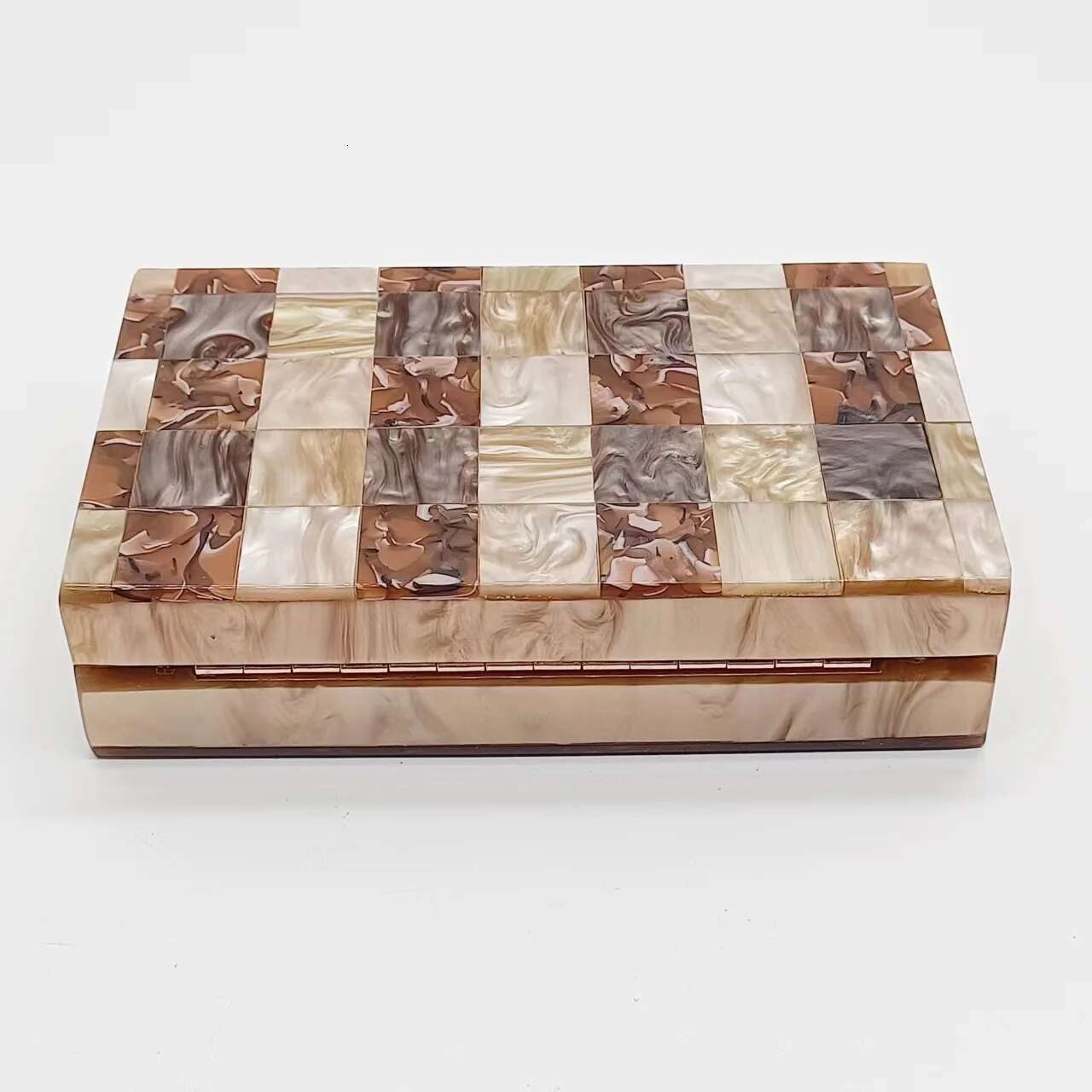 Designer Chain Crossbody Bag Wedding Party Women Wallet Handbags Acrylic Clutch Purse Coffee Plaid Patchwork Evening Bags