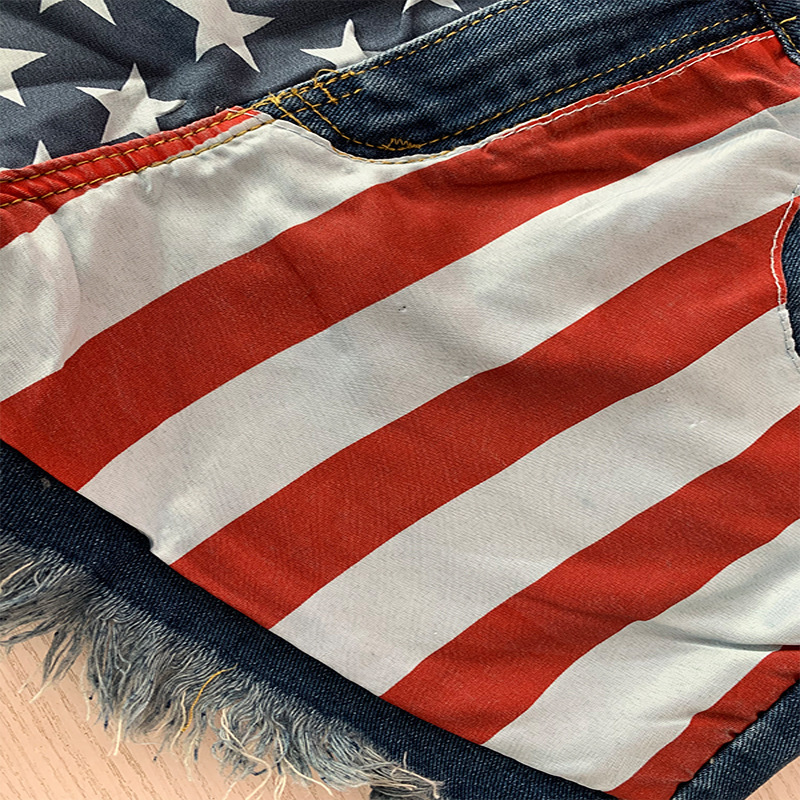 2025 New Casual Denim Shorts With American Flag Tassel Star Print For Women Summer Fashion Sexy And Personalized Hot Pants