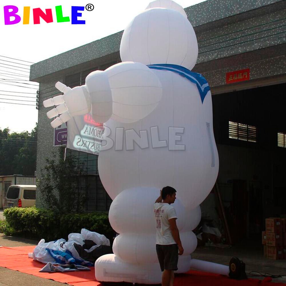 10m height (33ft) with blower Bespoke giant inflatable ghostbuster stay puft Marshmallow Man with advertising banner led lights for Halloween decorati