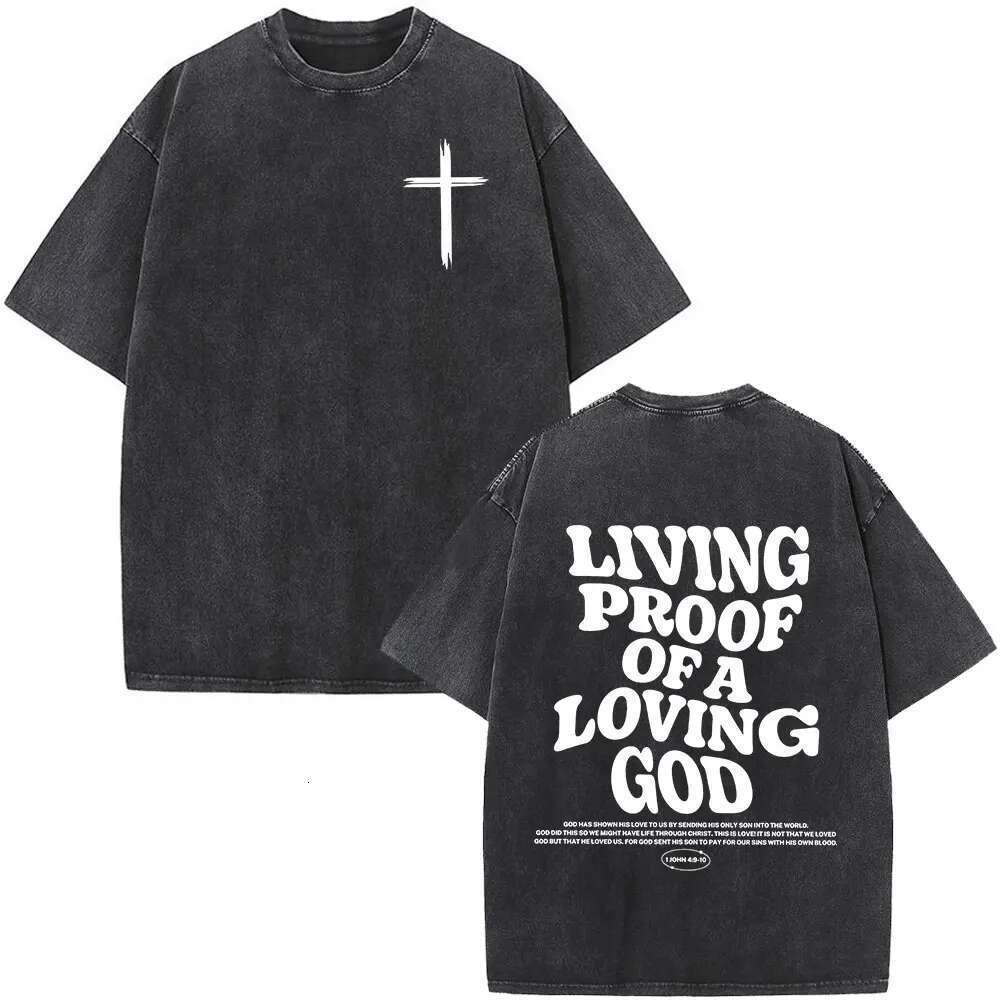 Christian Jesus Bible Text Washed T-shirt for Men and Women Fashion Retro Oversized T-shirt Original Cotton Short Sleeve T-shirt