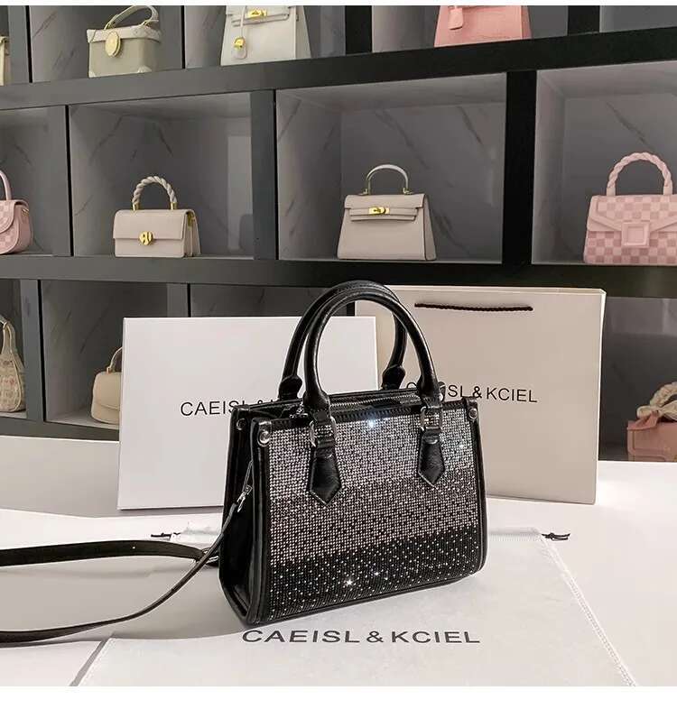 High Quality Glitter Shiny Dias Women's Handbag Large Capacity Tote Fashion Shoulder Messenger Lady Purse Casual Bag