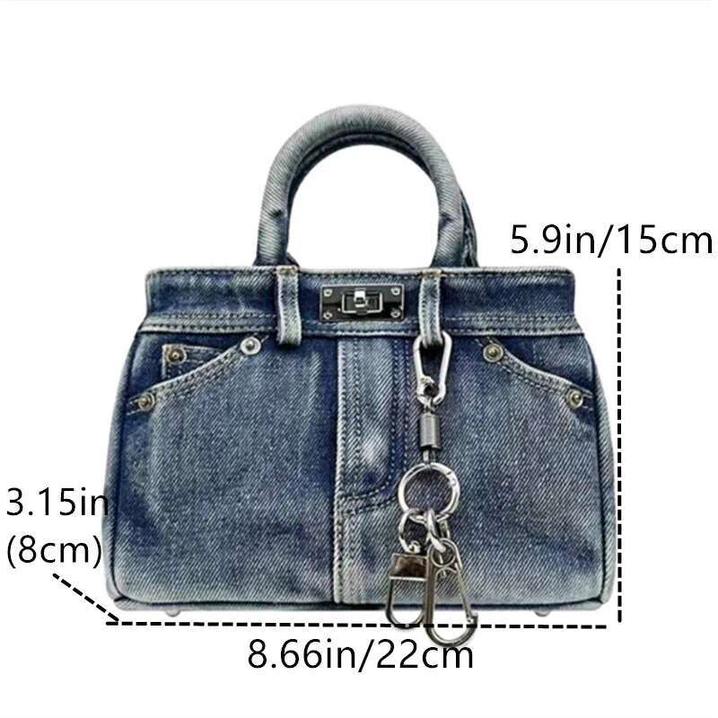 New Designer Bag Jeans Handbag Washed Old Blue Jeans Shoulder Bag Retro Multifunctional Platinum Women's Bag Niche Personalized Design