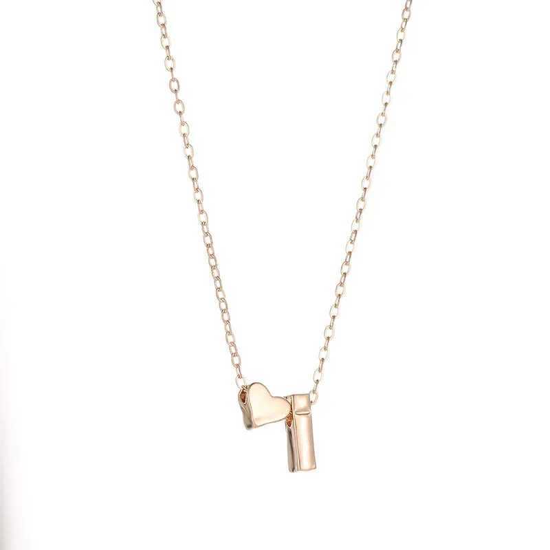 SUMEN Fashion Tiny Heart Dainty Initial Necklace Gold Silver MMS Name Necklace Women Pendant Jewelry Gift W250318