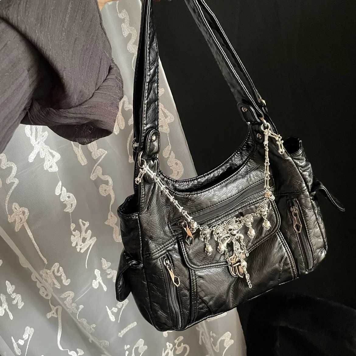 Y2K Gothic Lolita Punk Shoder Bags Harajuku Wen girl Large Capaci Versatile Handbags Underarm Bag Totes Fem Z250318