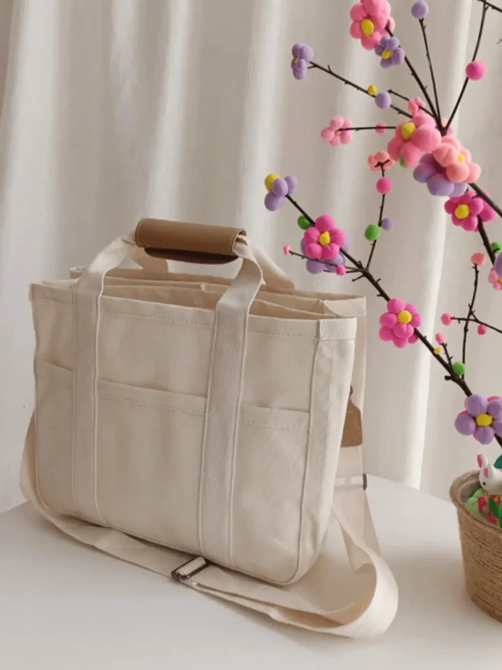 Large Capacity Canvas Tote Bags for Work Commuting Carrying Bag College Style Student Outfit Book Shoulder Bag R250318