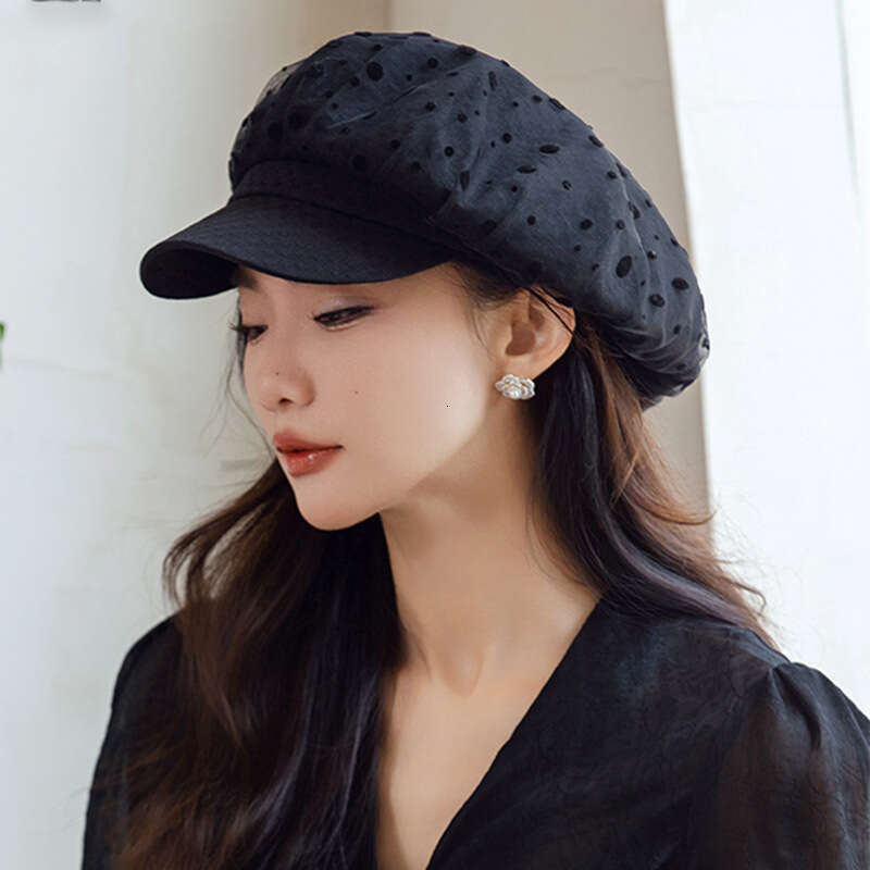 Fashionable black duckbill new spring summer hat, women's age reducing and face enhancing small octagonal hat