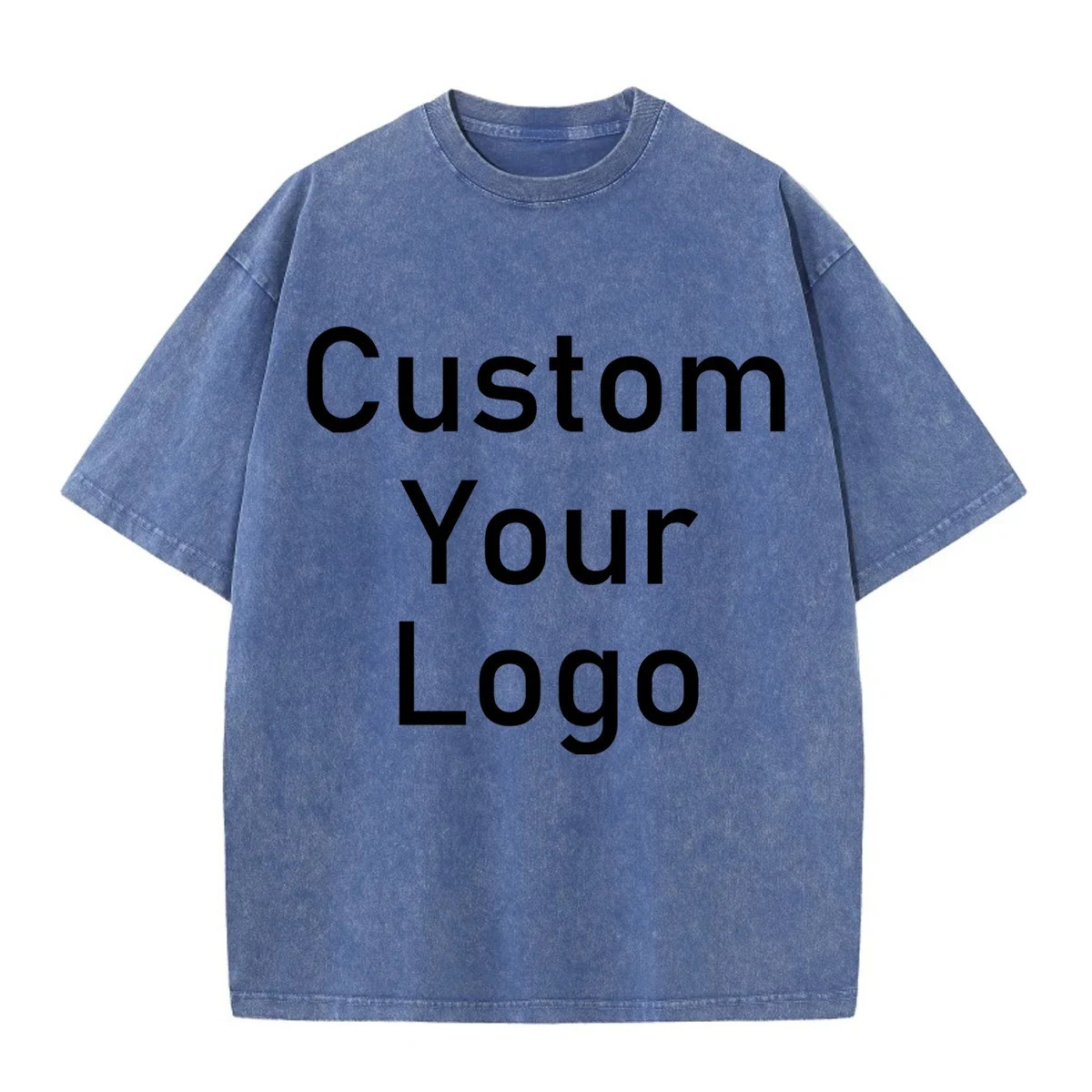 High quality 260g cotton custom mens acid washed shirt retro short sleeved T-shirt street clothing oversized top 250317