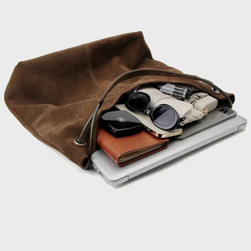 New 2025 Winter Large Capacity Women Tote Genuine Suede Cow Leather Female Armpit Shoulder Bag Daily-Use Handbag With Wallet